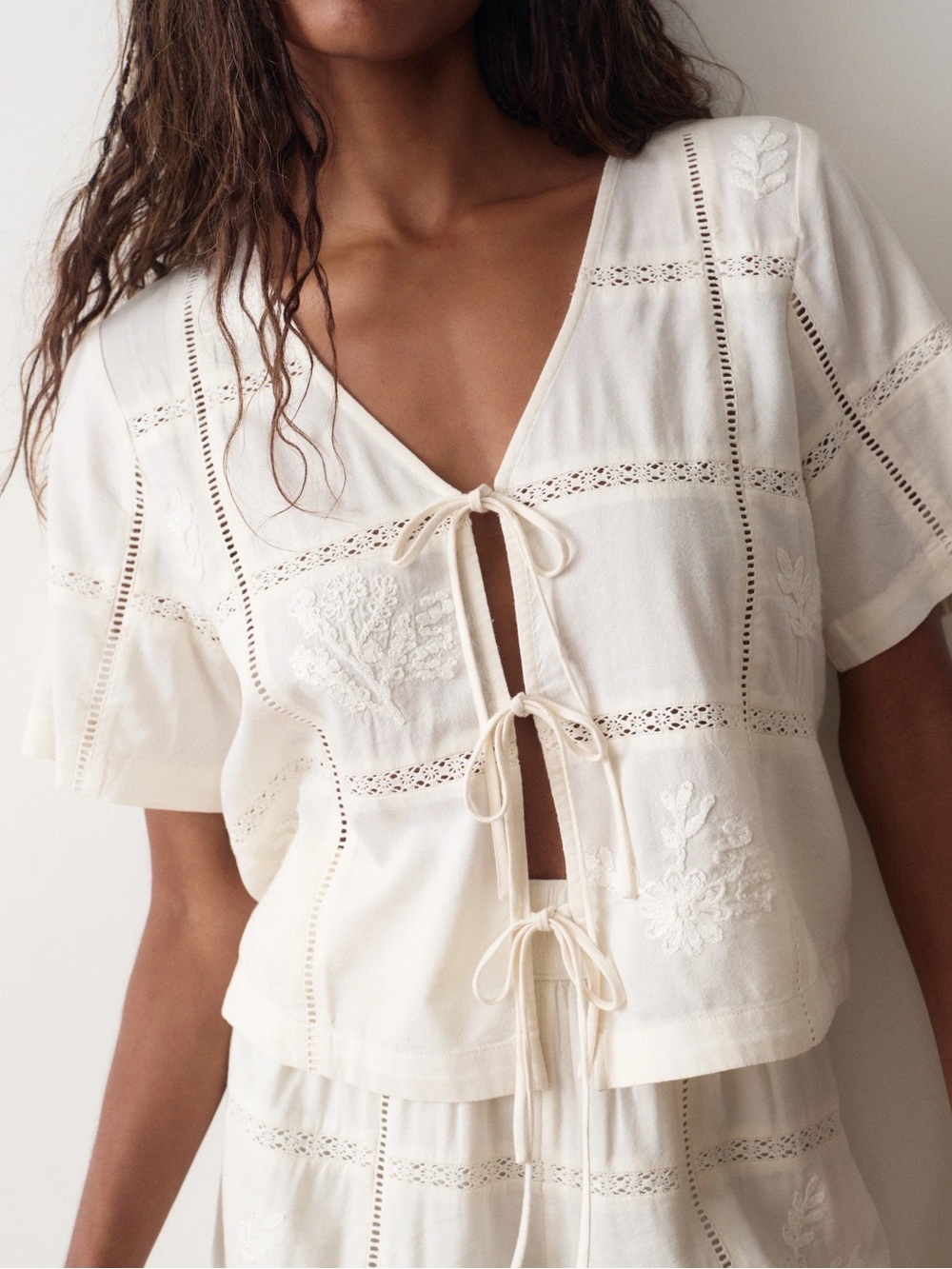 Marine Layer Marella Embroidered Top Antique White XS NEW WITH TAGS nwt